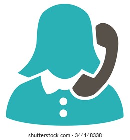 Receptionist vector icon. Style is bicolor flat symbol, grey and cyan colors, rounded angles, white background.