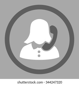 Receptionist vector icon. Style is bicolor flat rounded symbol, dark gray and white colors, rounded angles, silver background.