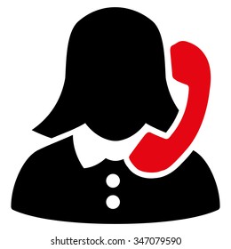 Receptionist vector icon. Style is bicolor flat symbol, intensive red and black colors, rounded angles, white background.