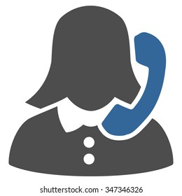 Receptionist vector icon. Style is bicolor flat symbol, cobalt and gray colors, rounded angles, white background.