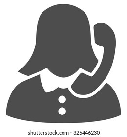 Receptionist vector icon. Style is flat symbol, gray color, rounded angles, white background.