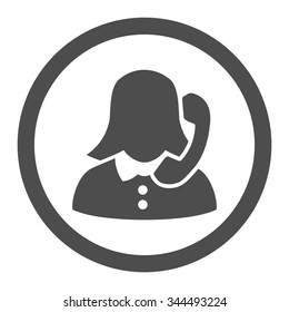 Receptionist vector icon. Style is flat rounded symbol, gray color, rounded angles, white background.