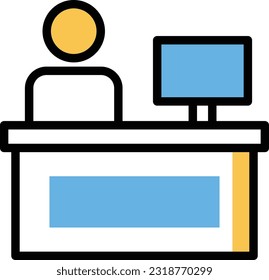 ilustración recepcionista Vector sobre un fondo transparente. Símbolos de calidad superior. Iconos vectoriales de color de línea para el concepto y el diseño gráfico.
