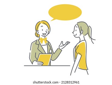 receptionist and visitor, simple illustration