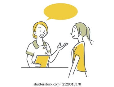 receptionist and visitor, simple illustration
