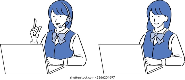 A receptionist woman operating a computer.