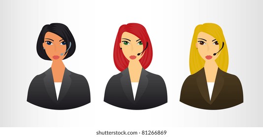 receptionists icons over gray and white background. illustration