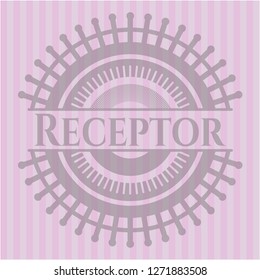 Receptor badge with pink background