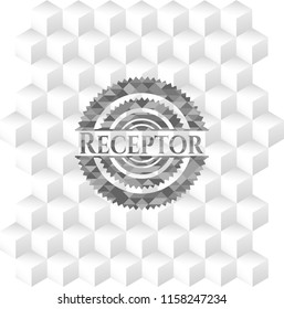 Receptor grey emblem with cube white background