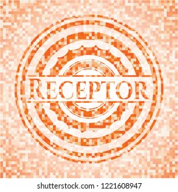 Receptor orange mosaic emblem with background