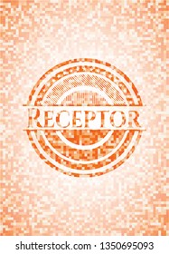 Receptor orange mosaic emblem with background