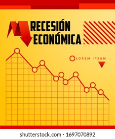 Recesion Economica, Economic Recession Spanish text vector design.