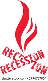 recesion text in shape of fire