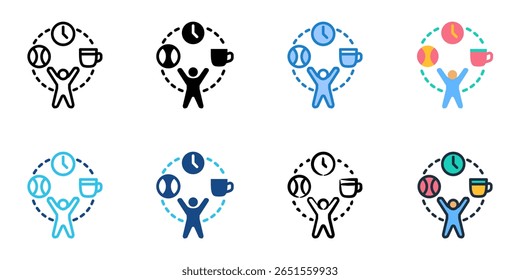 Recess icon set multiple style collection 
