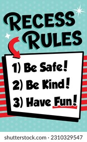 Recess Rules Sign for School Playgrounds | Safe Play Instructions in Kid-Friendly Language | Daycare Signage