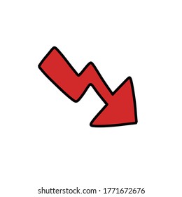 recession arrow doodle icon, vector illustration