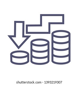 Recession business icon- single vector sign symbol business Recession icon- vector