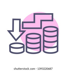 Recession business icon- single vector sign symbol business Recession icon- vector