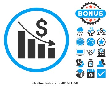 Recession Chart icon with bonus. Vector illustration style is flat iconic bicolor symbols, blue and gray colors, white background.