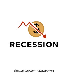 recession economic sign. Economy crash and markets down design