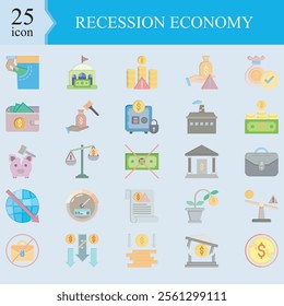 Recession economy icon colored, this image explains about the recession that occurred