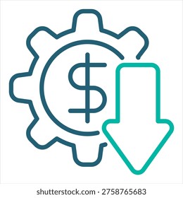 Recession Glyph Black Single Icon Illustration
