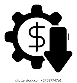 Recession Glyph Black Single Icon Illustration