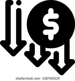 Recession Glyph style icon vector design and illustration template