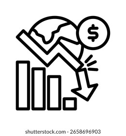 Ícone de recessão ilustração de vetor de linha