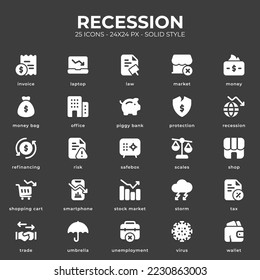 Recession Icon Pack With White Color