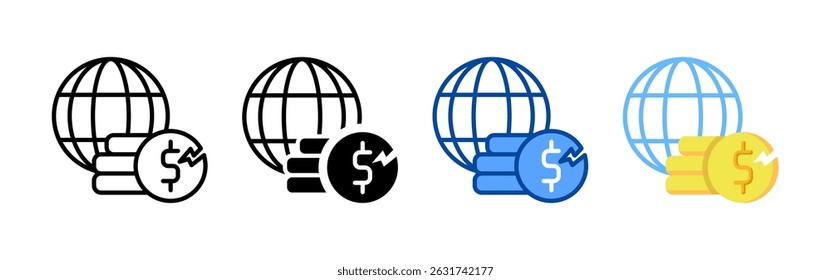 Recession icon set bundle. Multi style icon collection perfect for websites, apps, and presentations. Simple vector icon collection