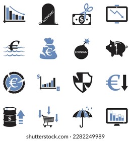 Recession Icons. Two Tone Flat Design. Vector Illustration.