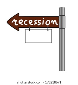 recession on signboard color vector illustration