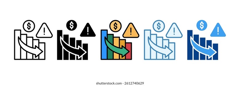 Recession Risk Icon Set Multiple Style Collection