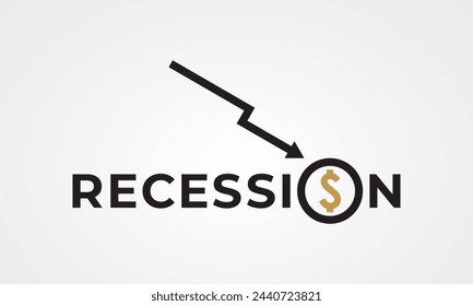 recession text design vector flat on white background
