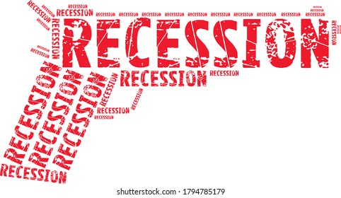 recession text in shape of gun