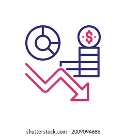 Recession vector 2 colors style icon. EPS 10 File web analytics symbol