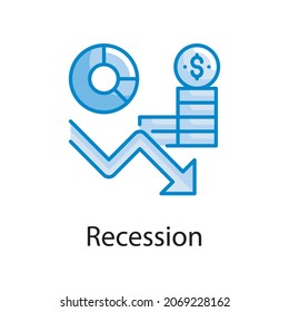 Recession vector blue colours Icon Design illustration. Web Analytics Symbol on White background EPS 10 File