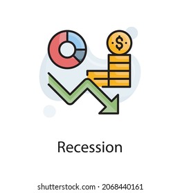 Recession vector fill outline Icon Design illustration. Web Analytics Symbol on White background EPS 10 File