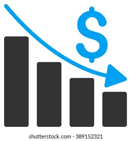 Recession vector icon. Style is bicolor flat symbol, blue and gray colors, white background.