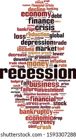 Recession word cloud concept. Collage made of words about recession. Vector illustration 