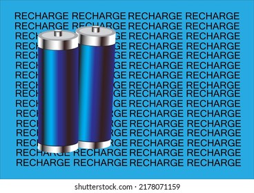 Recharge batteries on alphabet and blue background