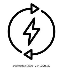Recargar el vector de contorno del icono de la batería. Energía eléctrica. Cargar alcalino