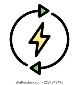 Recharge battery icon outline vector. Electric energy. Load alkaline color flat