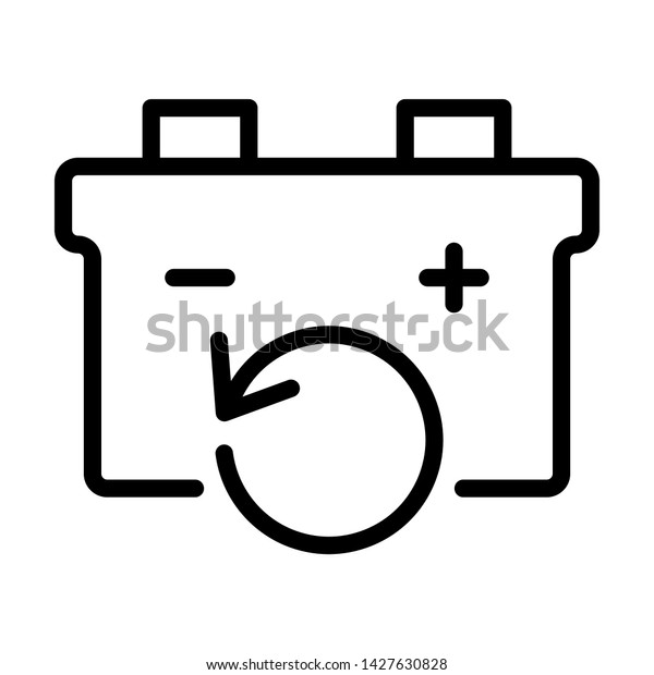 Recharge battery icon. Simple design. Line\
vector. Isolate on white\
background.