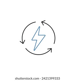 das Symbol der Konzeptzeile aufladen. Einfache Elementgrafik. Umrisssymbol-Design aufladen.