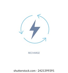 icono de la línea de concepto de recarga. Ilustración de elemento simple. diseño de símbolos de contorno de concepto de recarga.