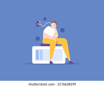 Recharge Energy. Power Refill. Rest Or Healing. Tired And Weary Workers. A Businessman Or Employee Recharges The Battery Because The Energy Is Running Low. The Process Of Filling Ideas And Inspiration