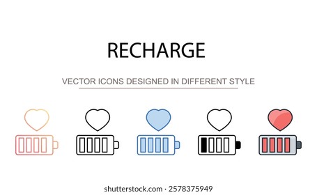 Recharge icon design with white background stock illustration