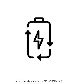 Recharge Icon. Line Art Style Design Isolated On White Background